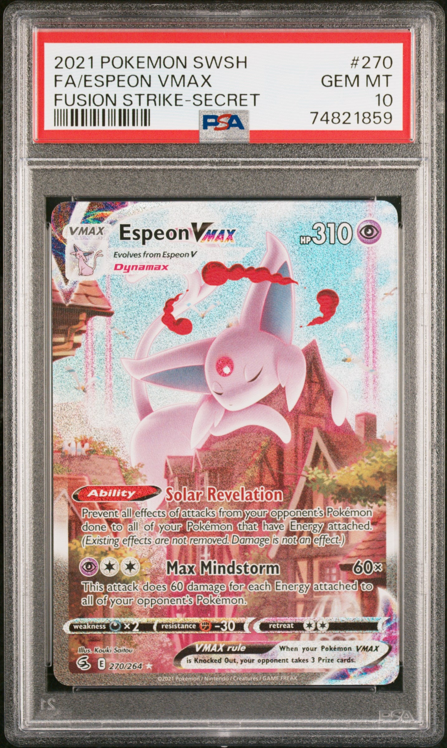 Espeon Vmax 270/264 Secret Fusion Strike Pokemon PSA 10