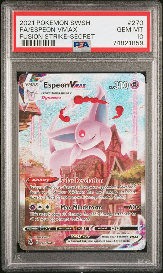 Espeon Vmax 270/264 Secret Fusion Strike Pokemon PSA 10