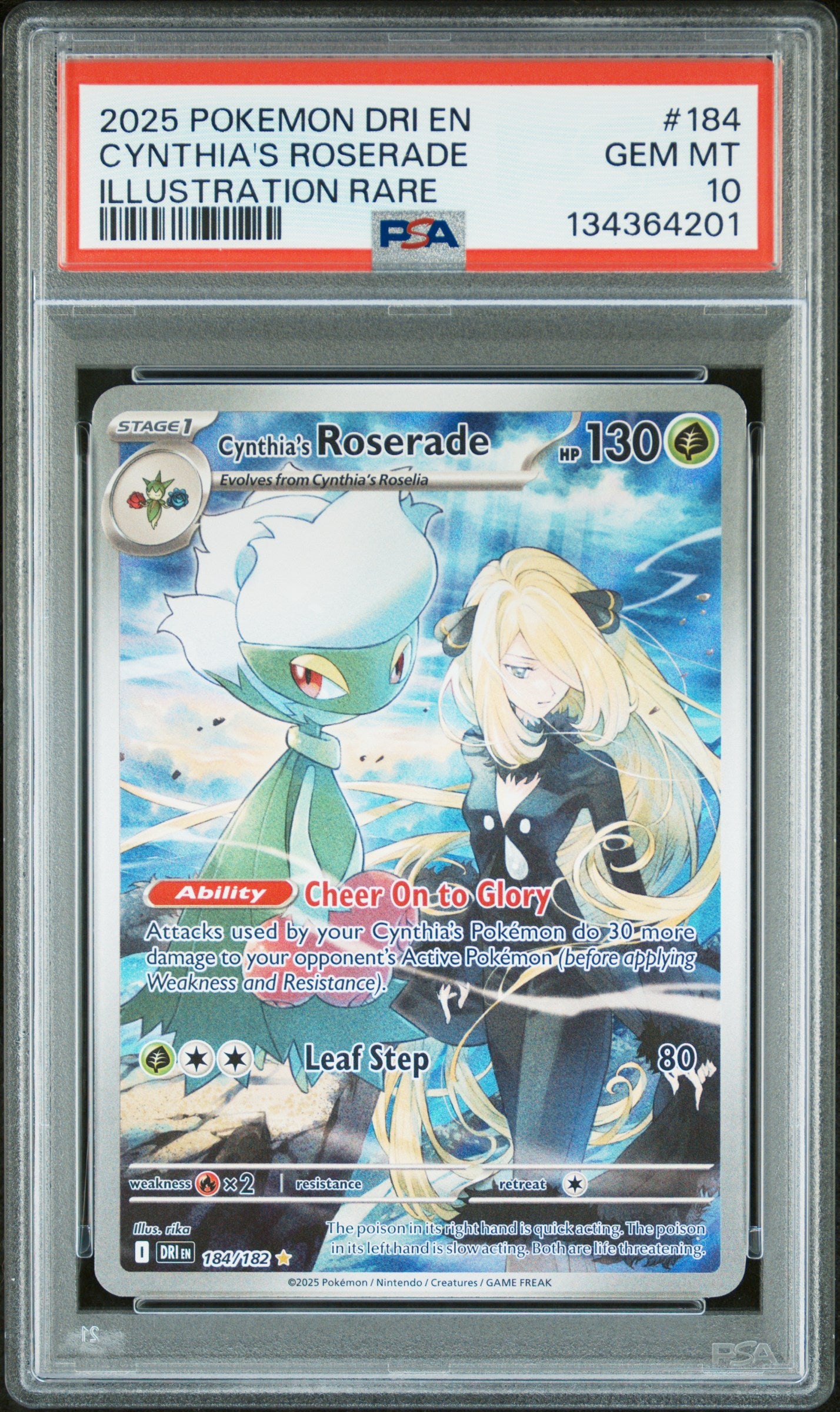 Cynthia's Roserade 184/182 Illustration Rare Pokemon PSA 10
