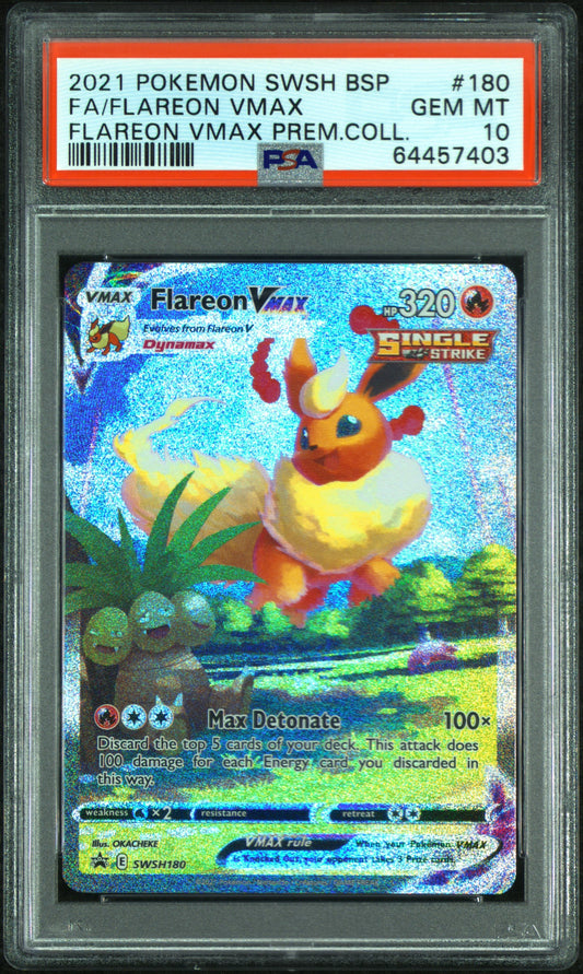 Flareon Vmax 180 Premium Collection Swsh Black Star Promo Pokemon PSA 10