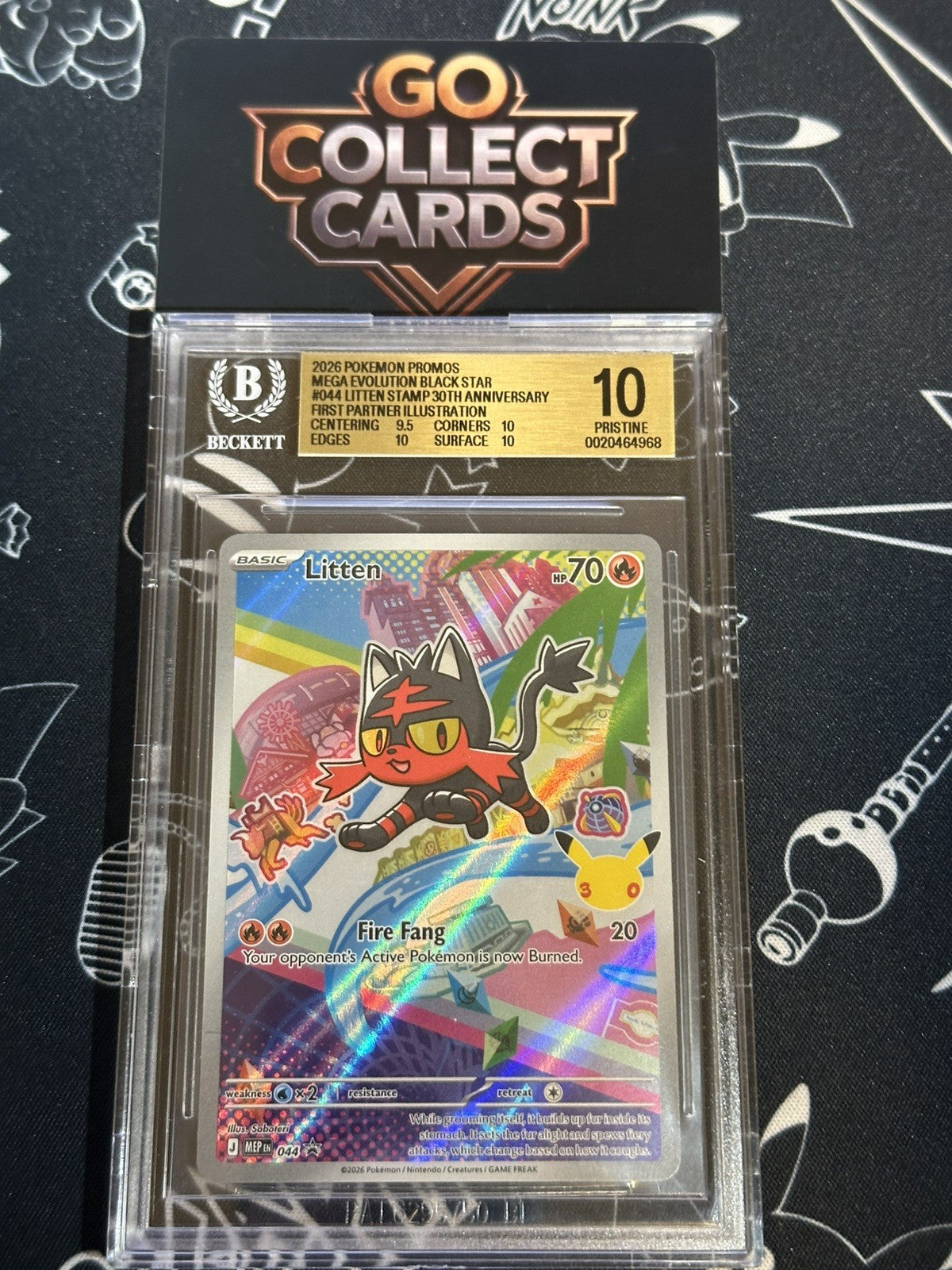 Litten Pokemon First Partner Illustration MEP 044 30th Anniversary Promo BGS 10