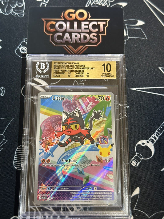 Litten Pokemon First Partner Illustration MEP 044 30th Anniversary Promo BGS 10