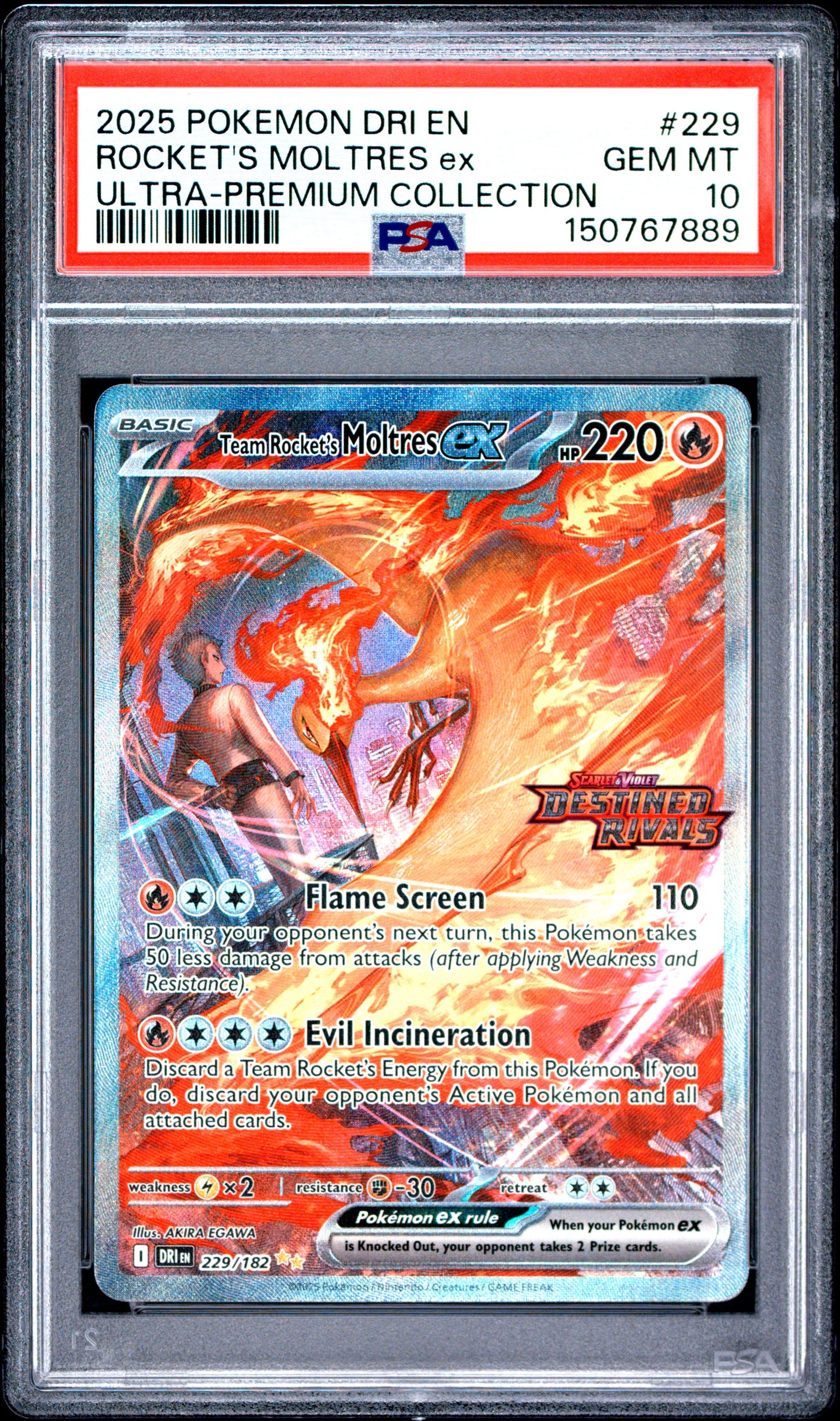 Team Rocket's Moltres EX 229/182 Ultra-Premium Collection Pokemon PSA 10