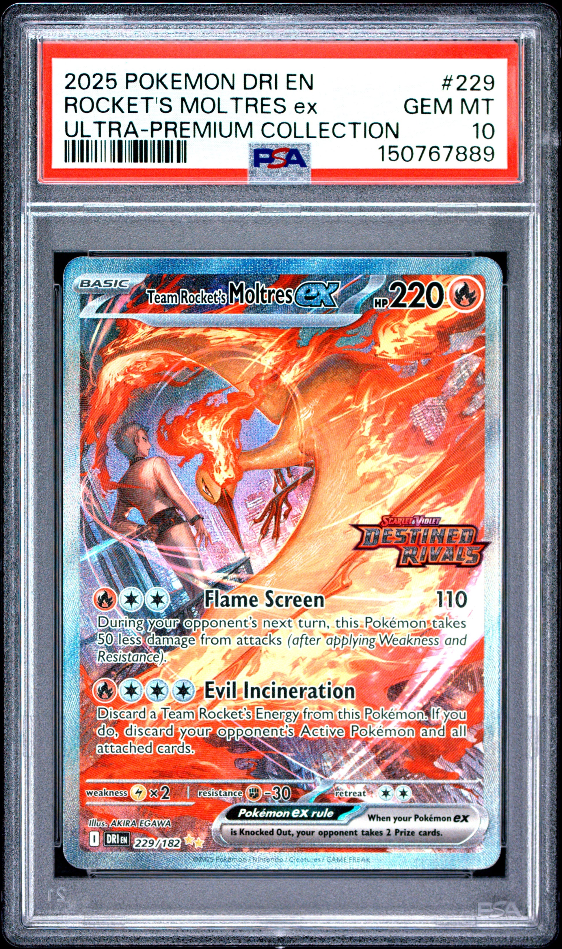 Team Rocket's Moltres EX 229/182 Ultra-Premium Collection Pokemon PSA 10