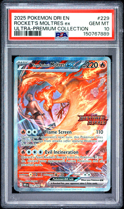 Team Rocket's Moltres EX 229/182 Ultra-Premium Collection Pokemon PSA 10