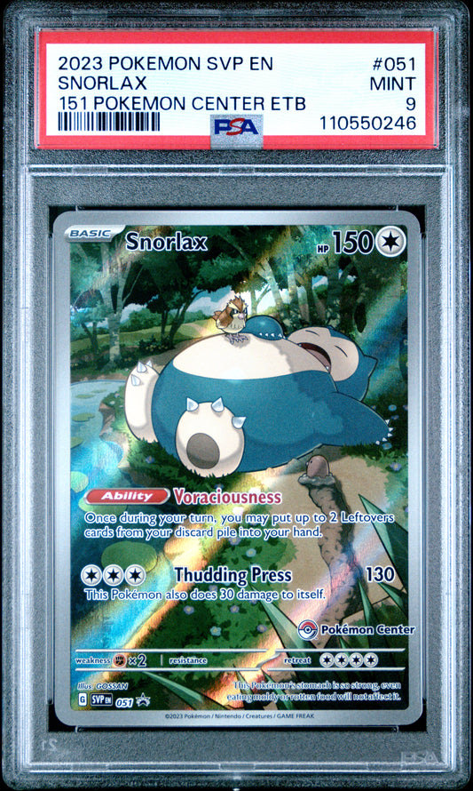 Snorlax 051 151 Pokemon Center Elite Trainer Box Pokemon PSA 9