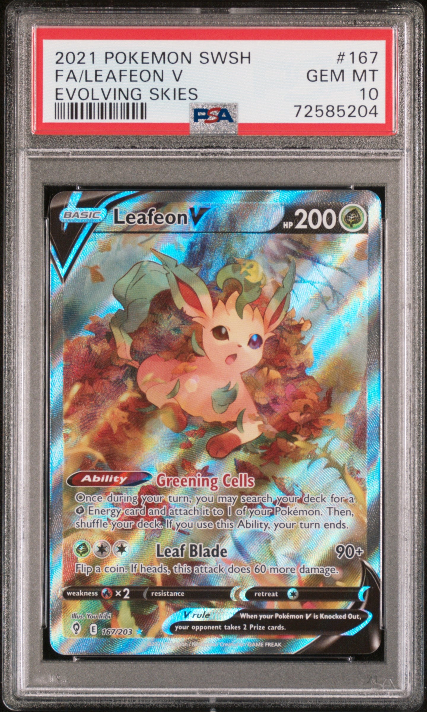 Leafeon V 167/203 Evolving Skies Pokemon PSA 10