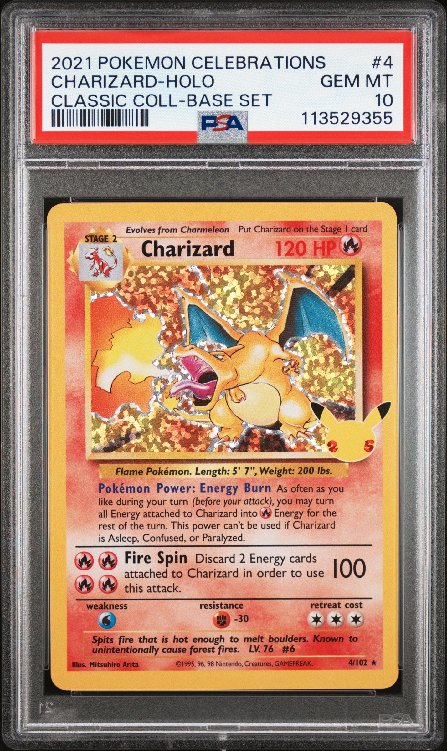 Charizard Holo 4 Celebrations Classic Collection Pokemon PSA 10