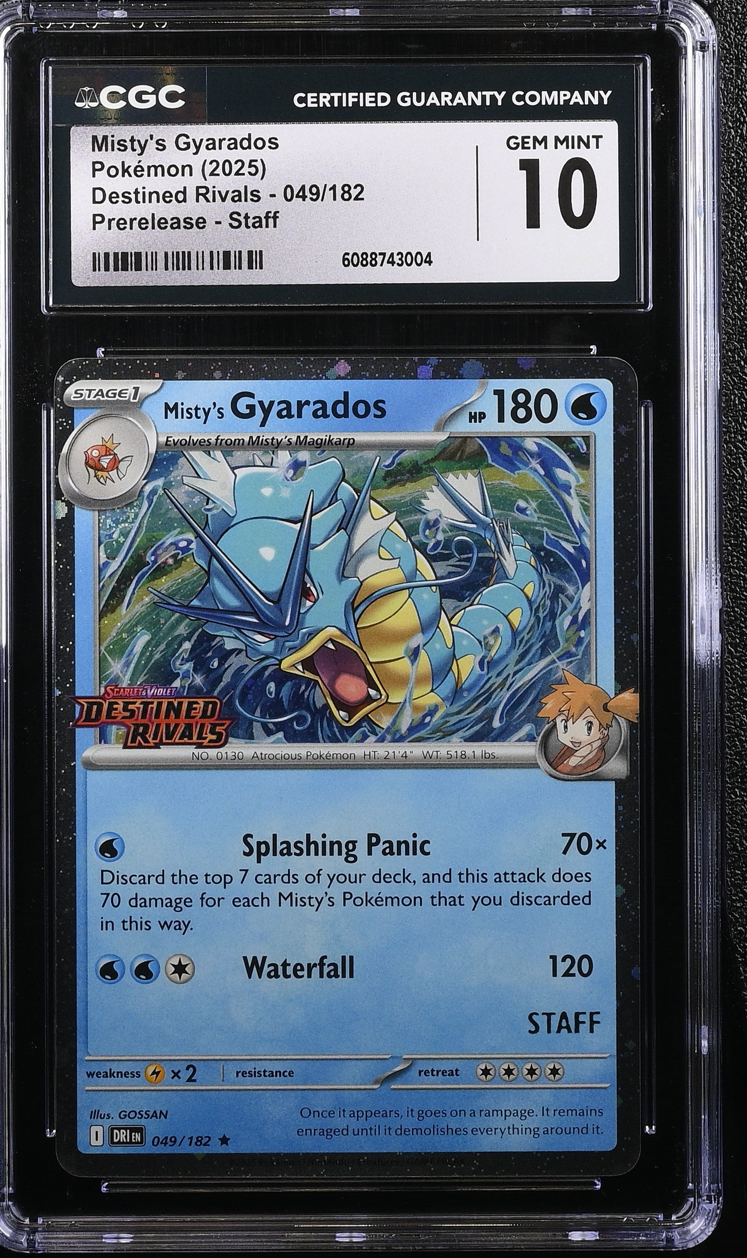 Misty's Gyarados 049/182 Prerelease Staff Pokemon CGC 10 Gem Mint