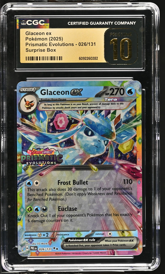 Glaceon EX 026/131 Stamped Holo Prismatic Evolutions Pokemon CGC 10 Pristine