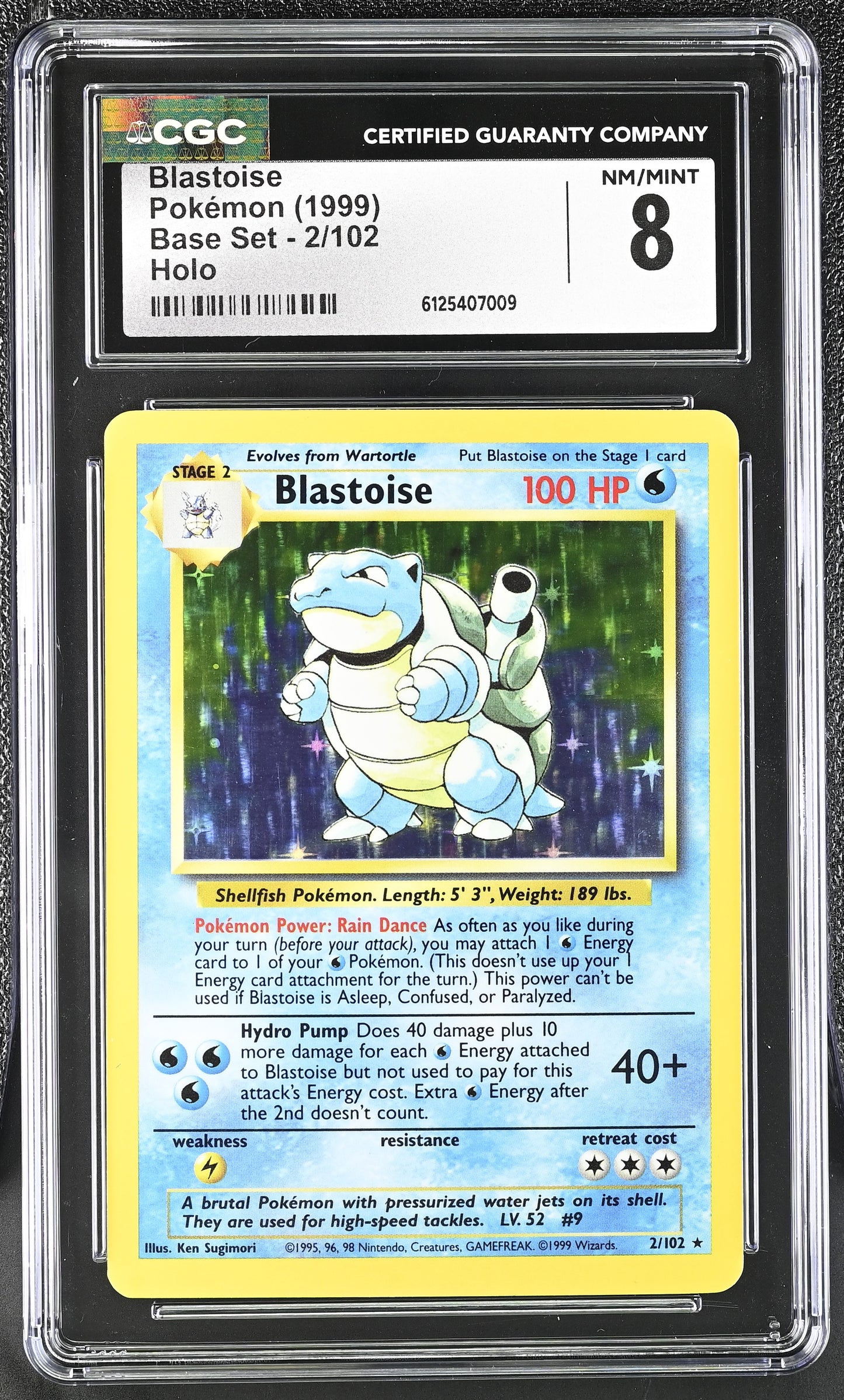 Blastoise 2/102 Holo Base Set Pokemon CGC 8 Nm/Mint