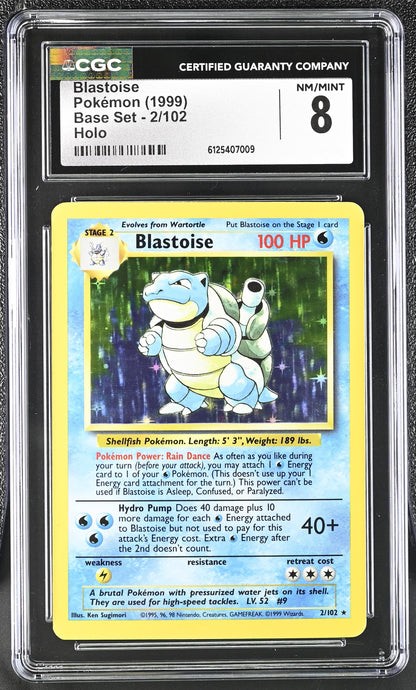 Blastoise 2/102 Holo Base Set Pokemon CGC 8 Nm/Mint