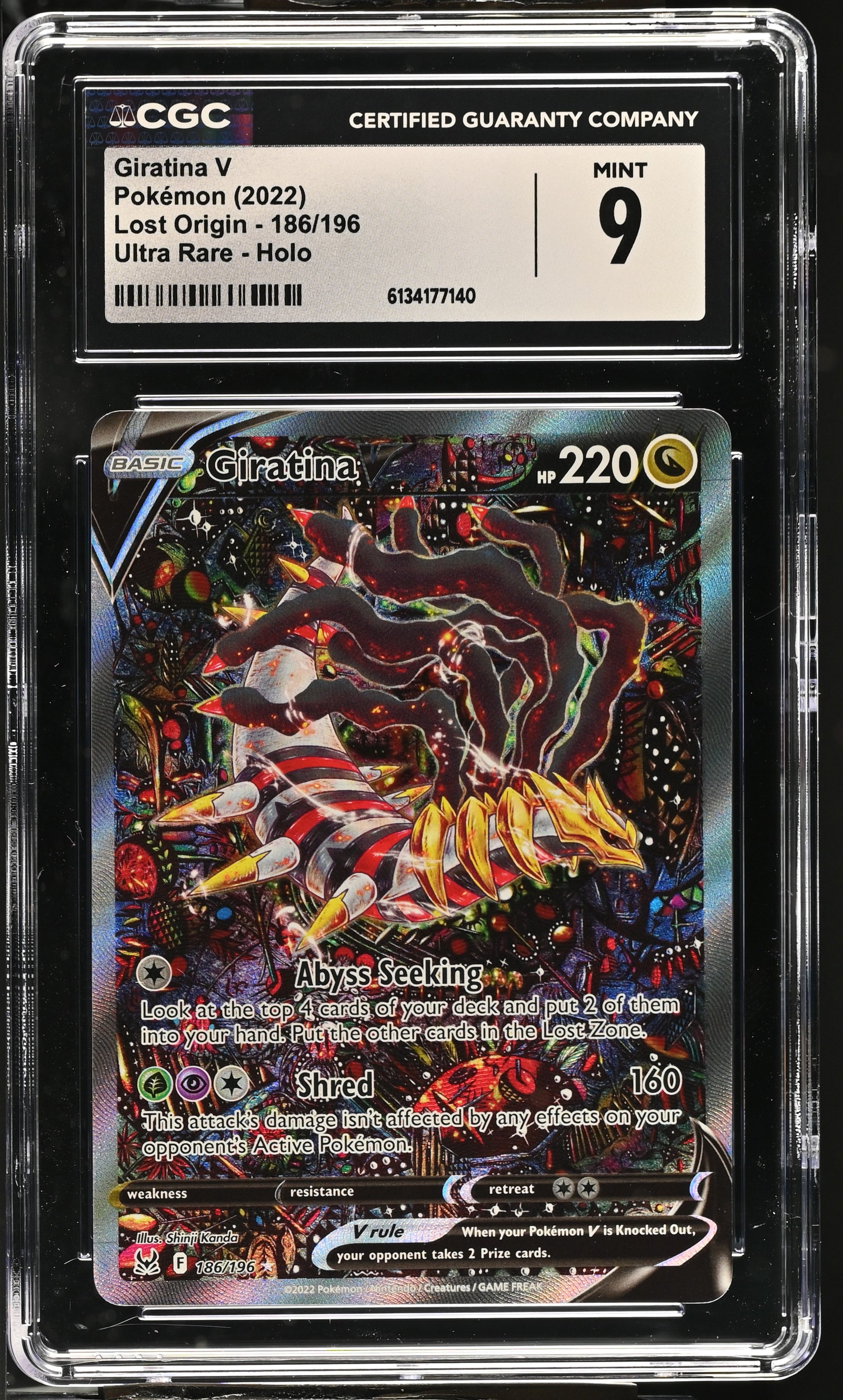 Giratina V 186/196 Ultra Rare Holo Lost Origin Pokemon CGC 9 Mint