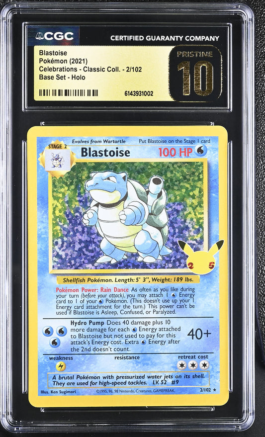 Blastoise 2/102 Base Set Holo Pokemon CGC 10 Pristine