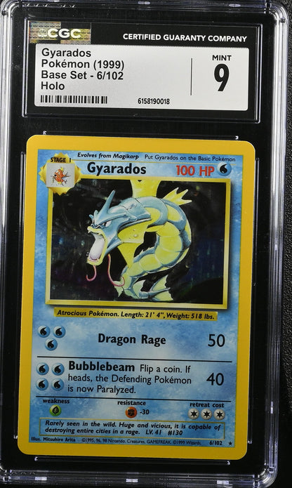 Gyarados 6/102 Holo Base Set Pokemon CGC 9 Mint