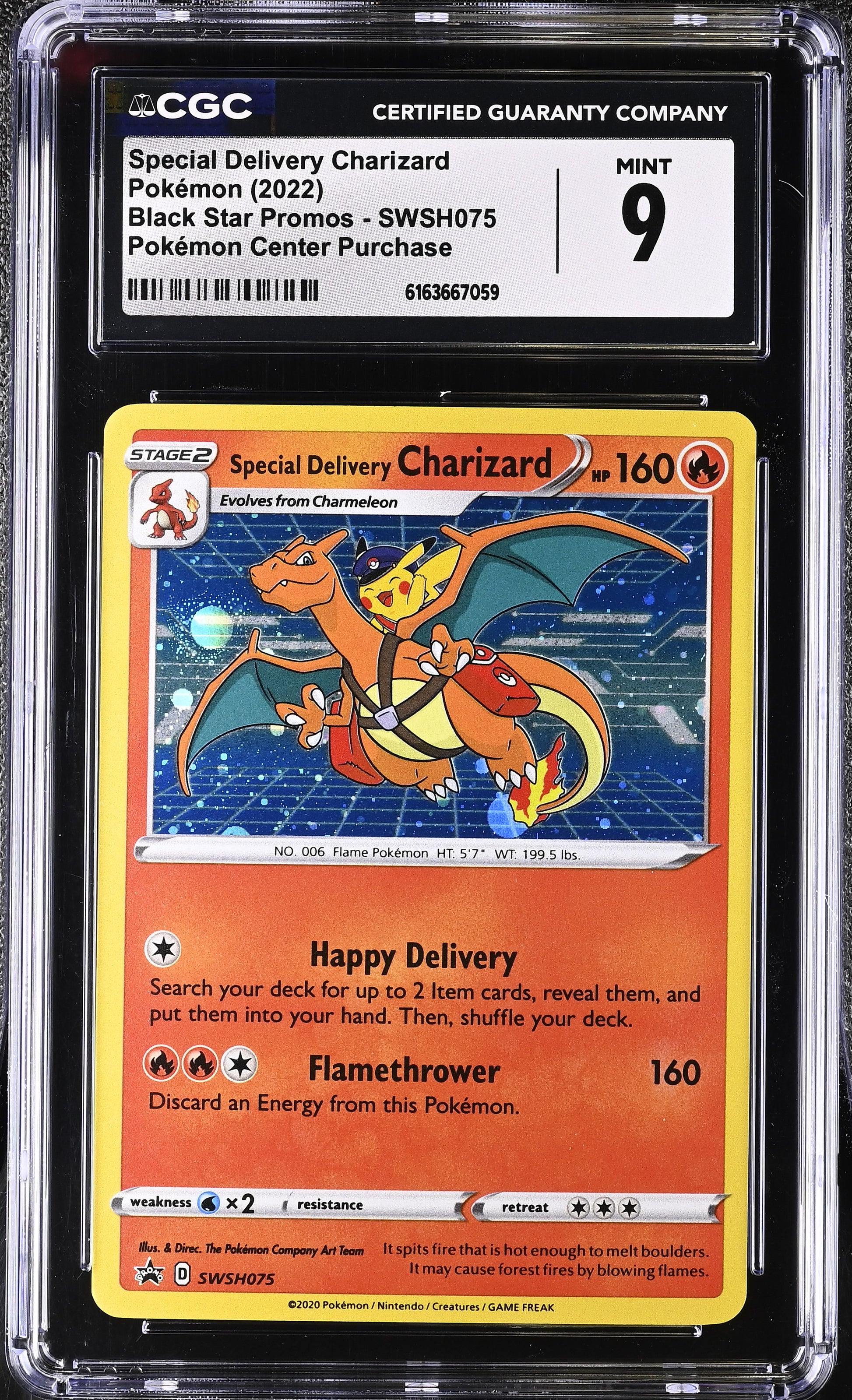 Special Delivery Charizard SWSH075 Pokemon Center Purchase Pokemon CGC 9 Mint