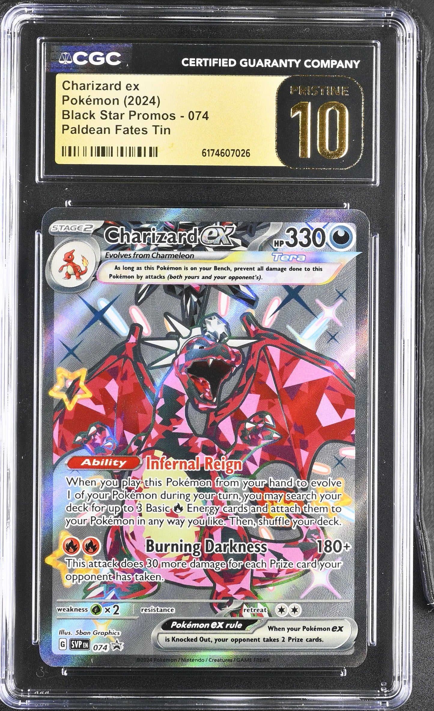 Charizard EX 074 Paldean Fates Tin Black Star Promos Pokemon CGC 10 Pristine