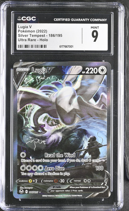 Lugia V 186/195 Ultra Rare Holo Silver Tempest Pokemon CGC 9 Mint