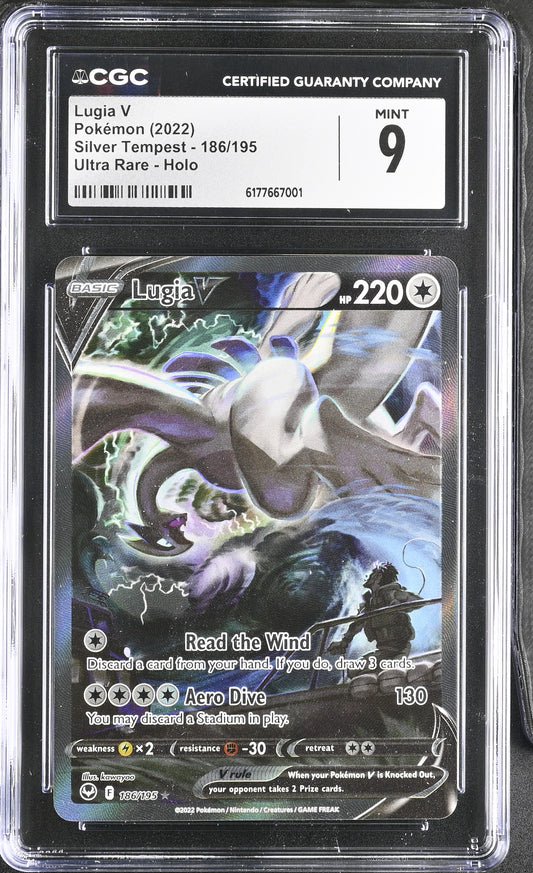 Lugia V 186/195 Ultra Rare Holo Silver Tempest Pokemon CGC 9 Mint