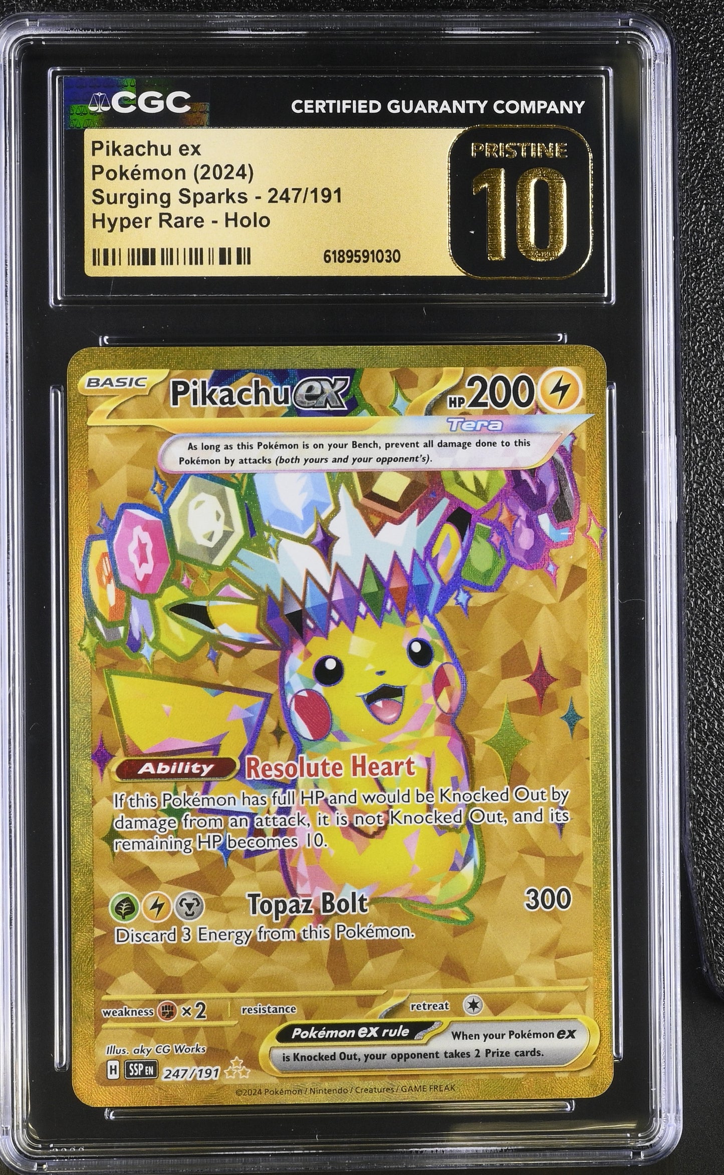 Pikachu EX 247/191 Hyper Rare Holo Surging Sparks Pokemon CGC 10 Pristine