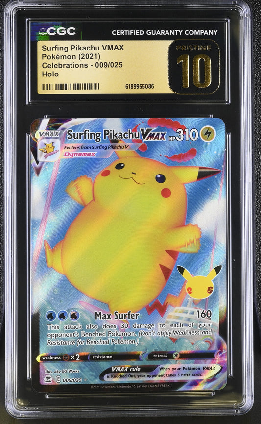 Surfing Pikachu Vmax 009/025 Holo Celebrations Pokemon CGC 10 Pristine