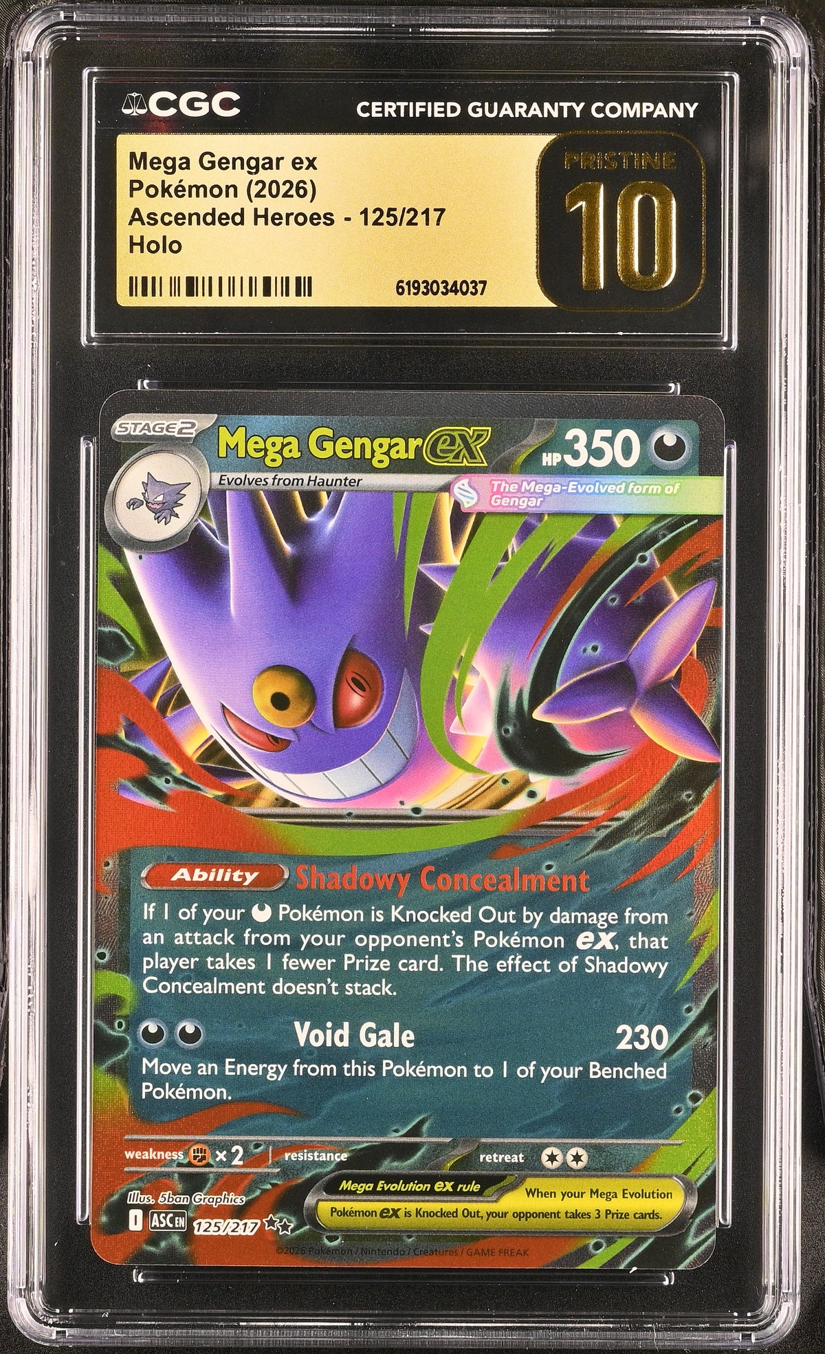 Mega Gengar EX 125/217 Double Rare Ascended Heroes Pokemon CGC 10 Pristine