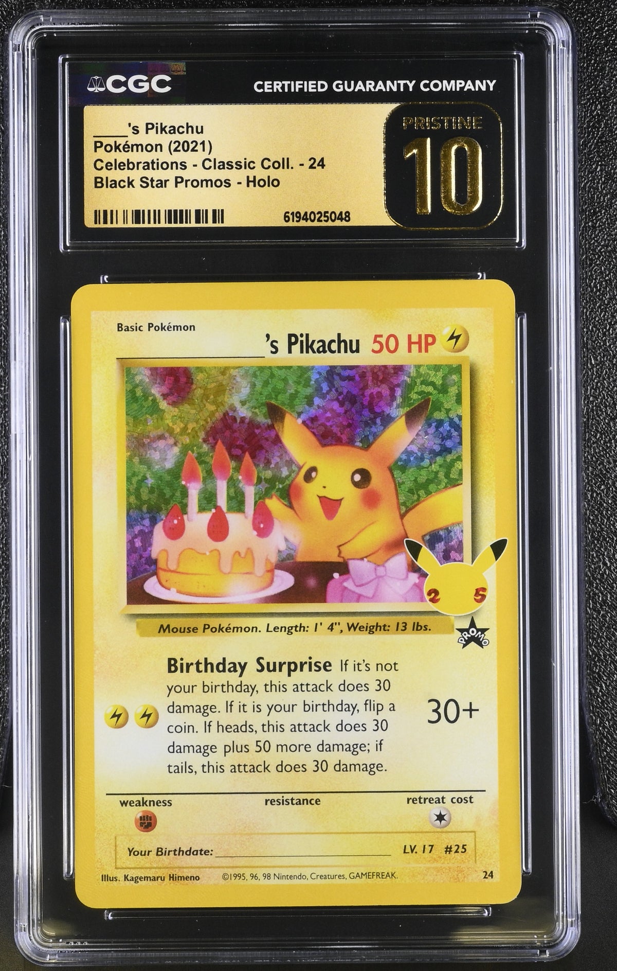 Birthday Pikachu 24 Ultra Rare Celebrations 25th Pokemon CGC 10 Pristine