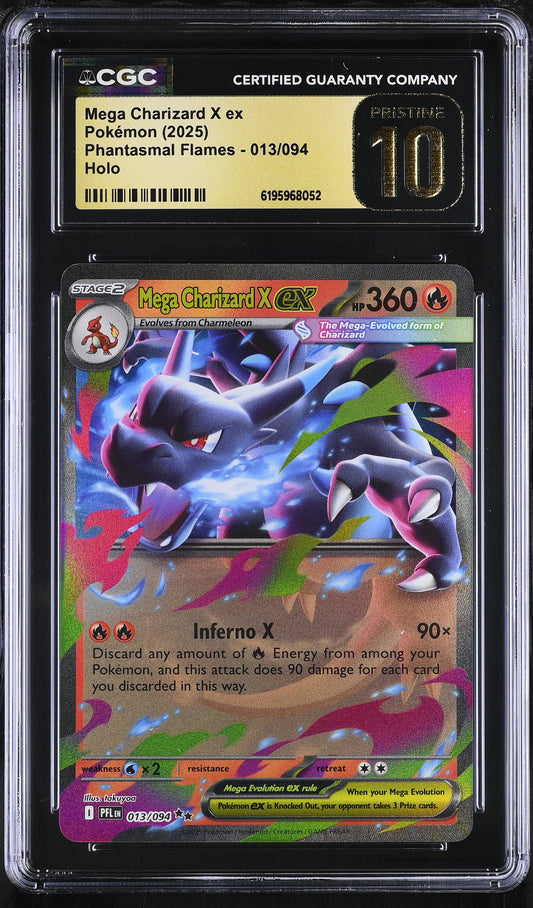 Mega Charizard X EX 013/094 Double Rare Phantasmal Flames Pokemon CGC 10 Pristine
