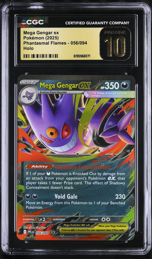 Mega Gengar EX 056/094 Double Rare Phantasmal Flames Pokemon CGC 10 Pristine