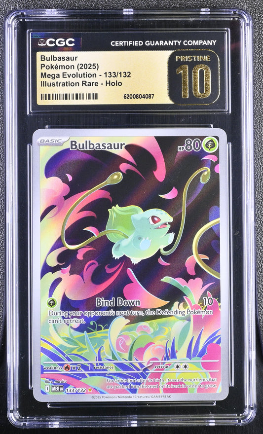 Bulbasaur 133/132 Illustration Rare Mega Evolution Base Pokemon CGC 10 Pristine