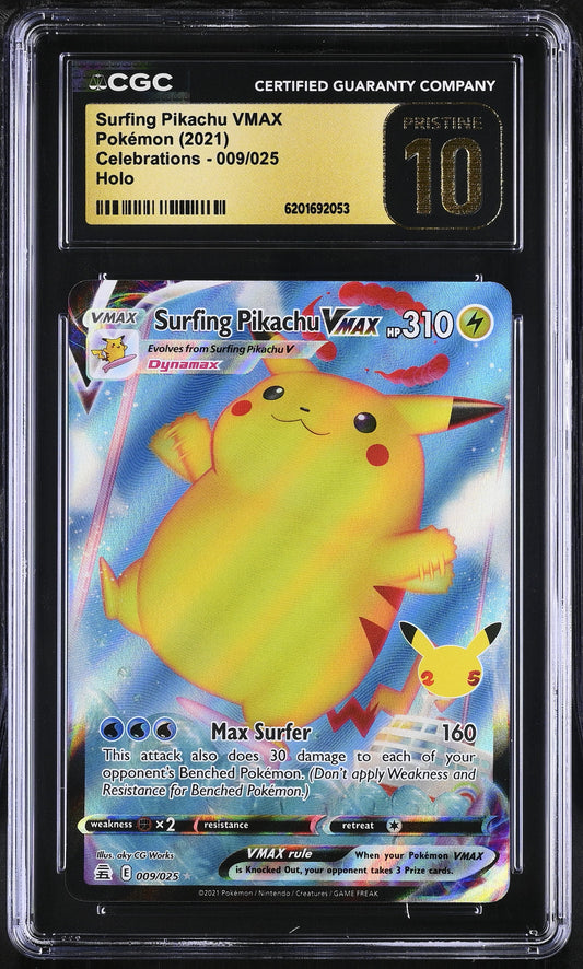 Surfing Pikachu Vmax 009/025 Ultra Rare Celebrations 25th Pokemon CGC 10 Pristine