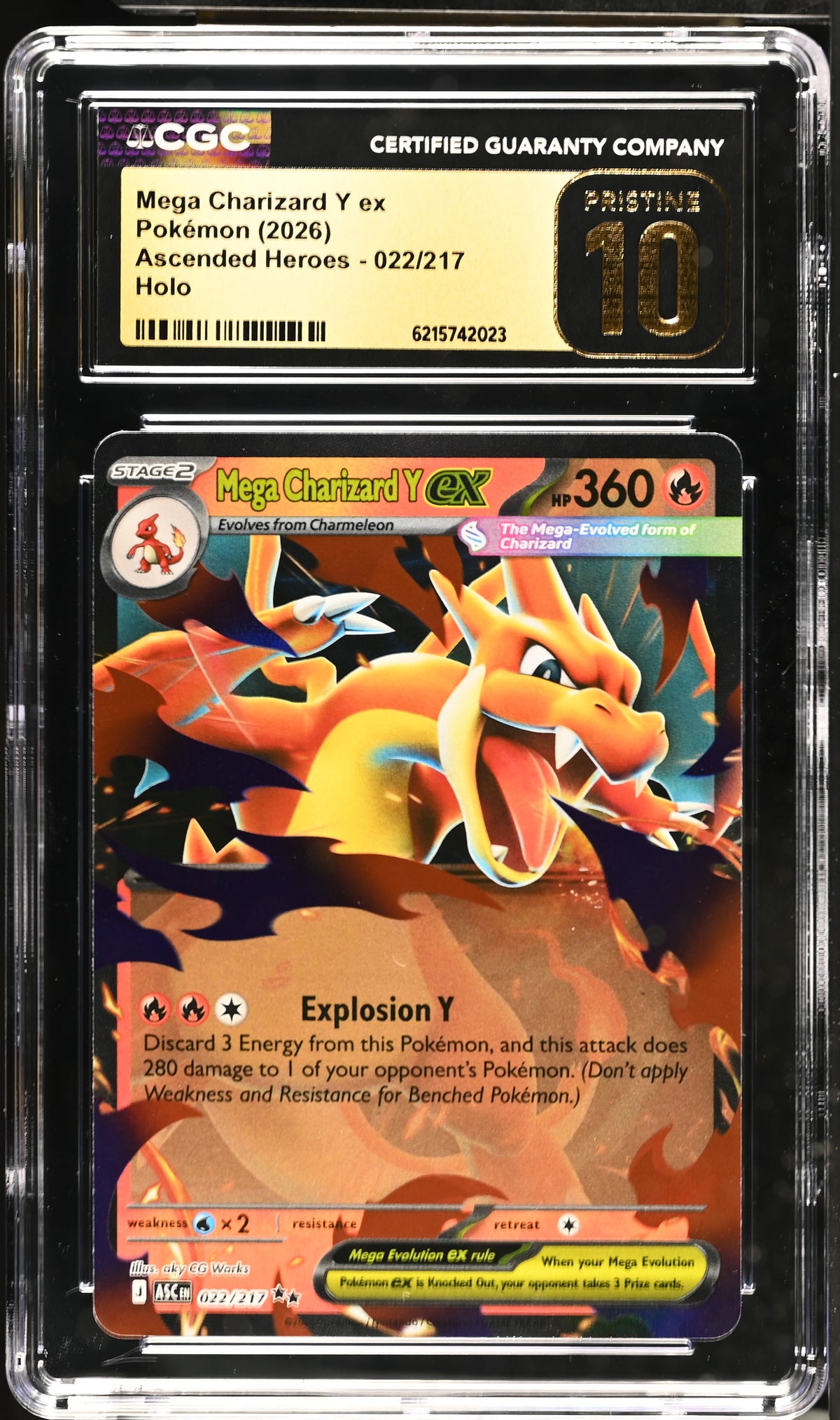 Mega Charizard Y EX 022/217 Double Rare Ascended Heroes Pokemon CGC 10 Pristine