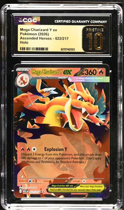 Mega Charizard Y EX 022/217 Double Rare Ascended Heroes Pokemon CGC 10 Pristine