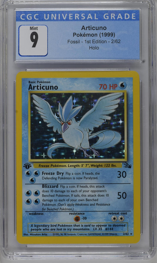 Articuno 2/62 Holo Fossil - 1st Ed. Pokemon CGC 9 Mint (Old Label)
