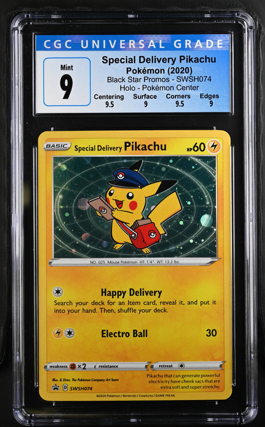 Special Delivery Pikachu SWSH074 Pokemon Center CGC 9 Mint