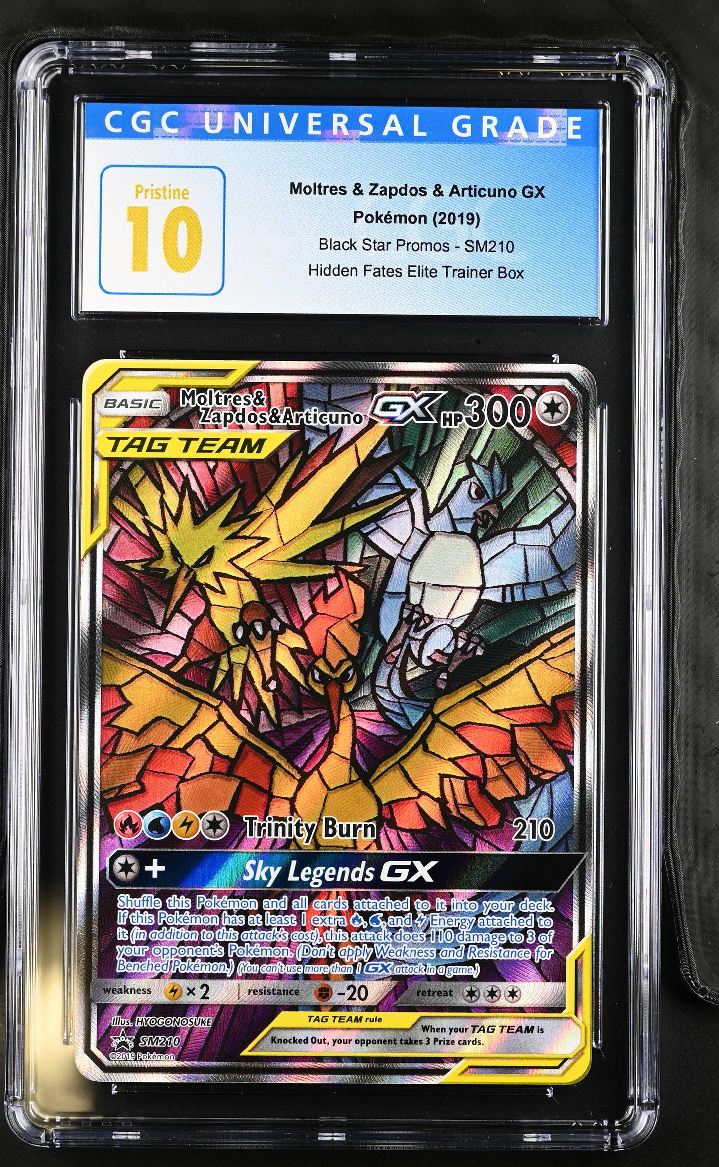 Moltres & Zapdos & Articuno Gx SM210 Hidden Fates ETB CGC 10 Pristine