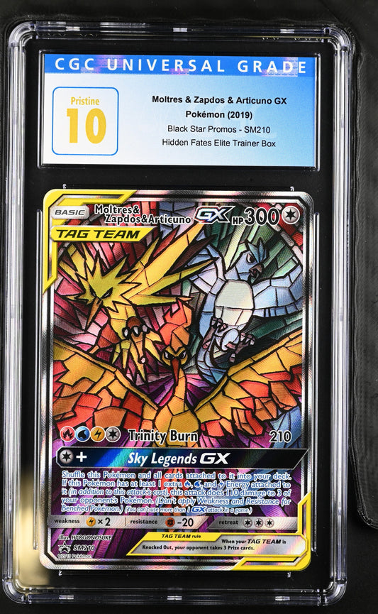 Moltres & Zapdos & Articuno Gx SM210 Hidden Fates ETB CGC 10 Pristine