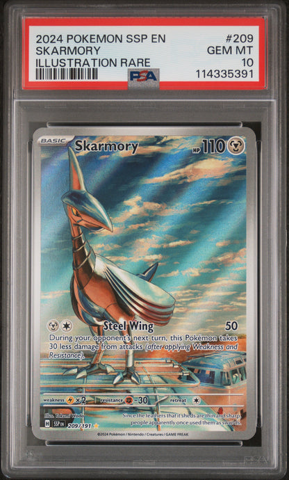 Skarmory 209/191 Illustration Rare Ssp En Surging Sparks Pokemon PSA 10