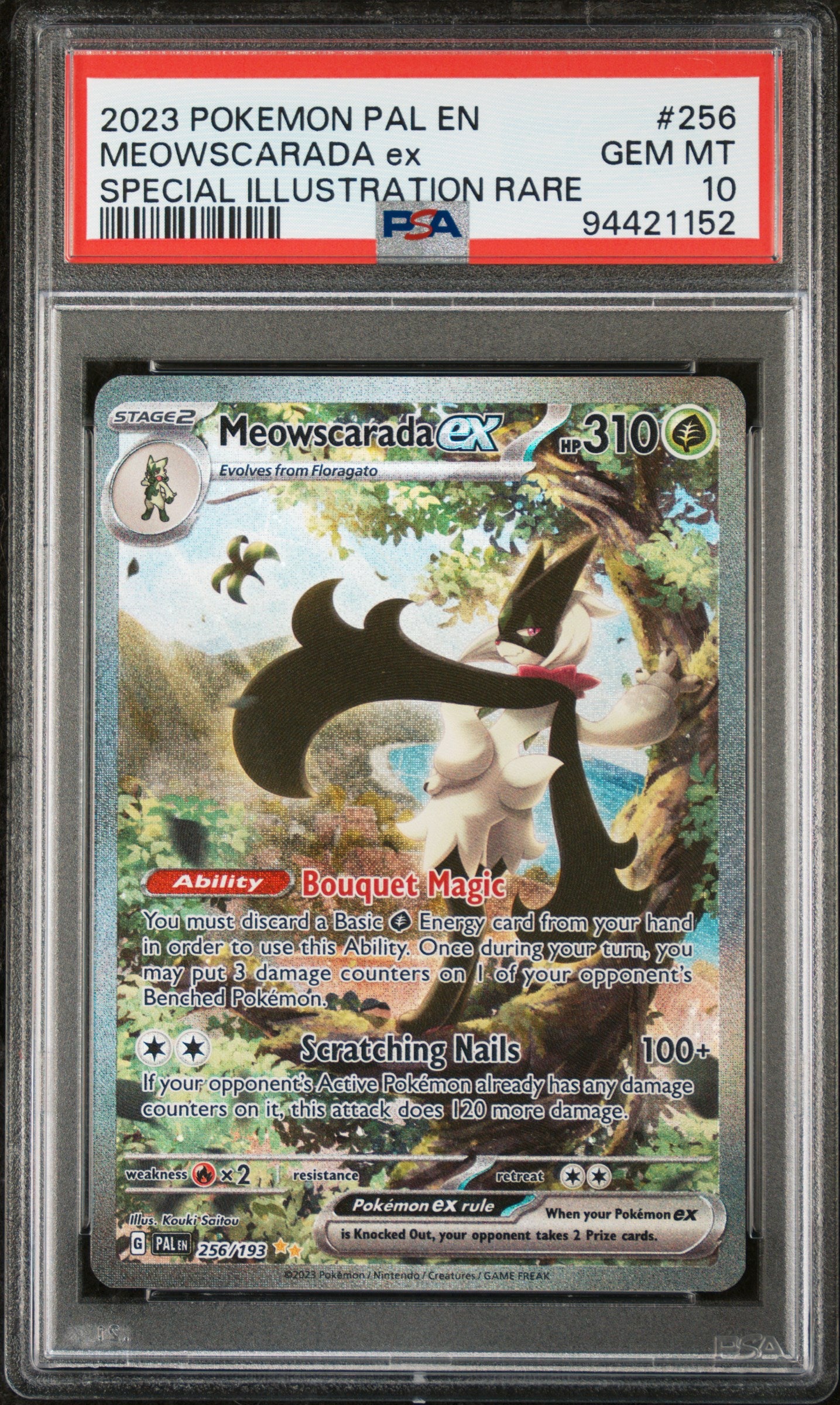 Meowscarada EX 256/193 Special Illustration Rare Paldea Evolved Pokemon PSA 10