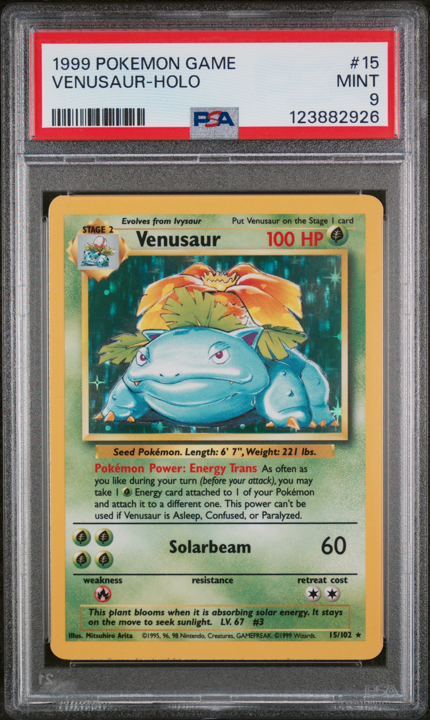Venusaur Holo 15/102 Game Pokemon PSA 9