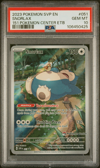 Snorlax 051 151 Pokemon Center Elite Trainer Box Pokemon PSA 10