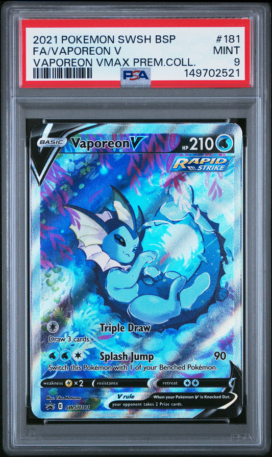 Vaporeon V SWSH181 Holo Promo Pokemon PSA 9