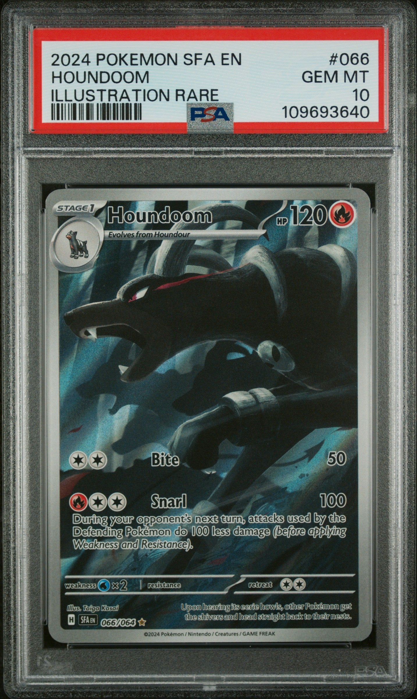 Houndoom 066/64 Illustration Rare Shrouded Fable Pokemon PSA 10