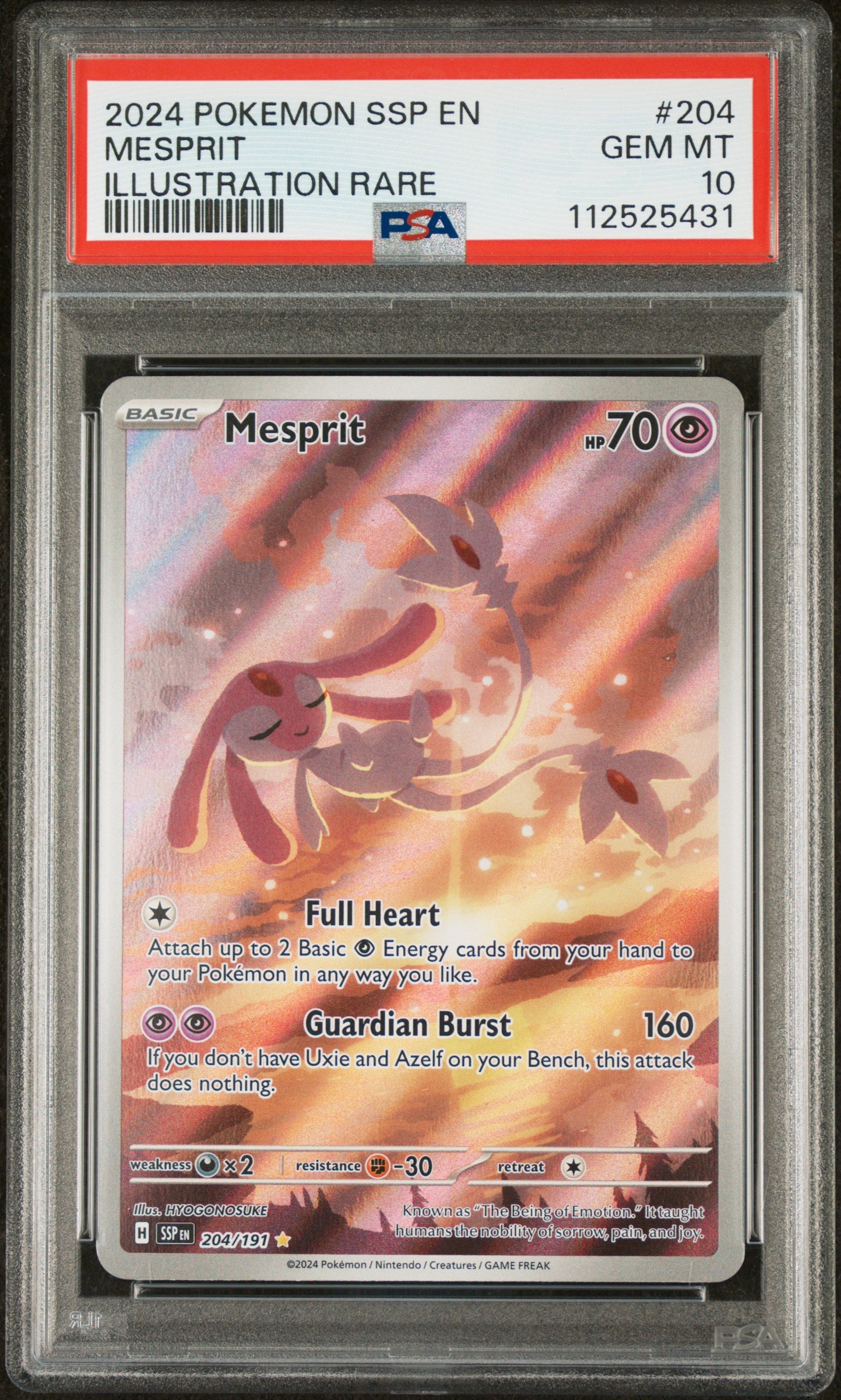 Mesprit 204/191 Illustration Rare Ssp En Surging Sparks Pokemon PSA 10