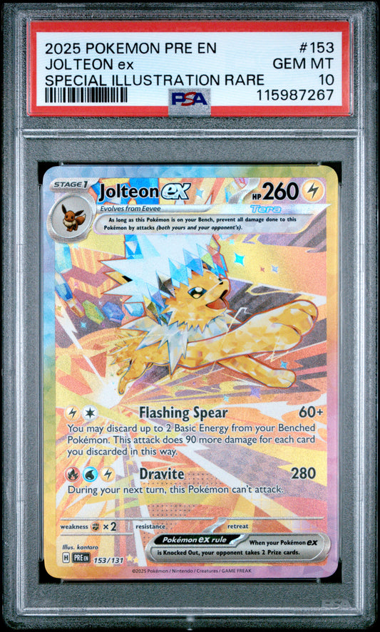 Jolteon EX 153/131 Special Illustration Rare Prismatic Evolutions Pokemon PSA 10