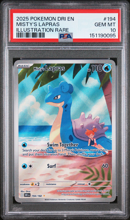 Misty's Lapras 194/182 Illustration Rare Dri En-Destined Rivals Pokemon PSA 10