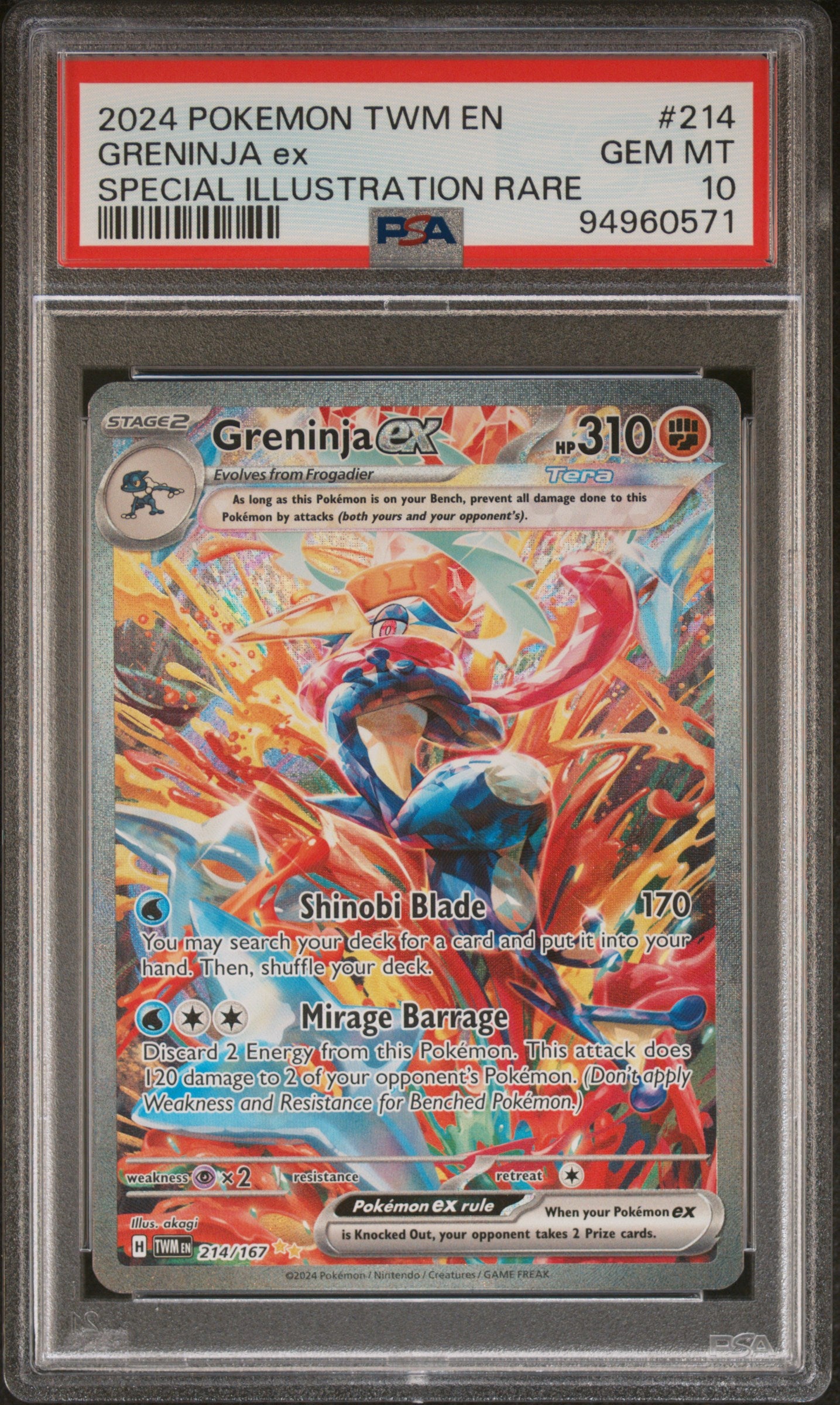 Greninja EX 214/167 Special Illustration Rare Pokemon PSA 10