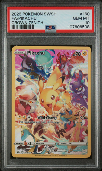 Pikachu 160/159 Sword Shield Crown Zenith Pokemon PSA 10