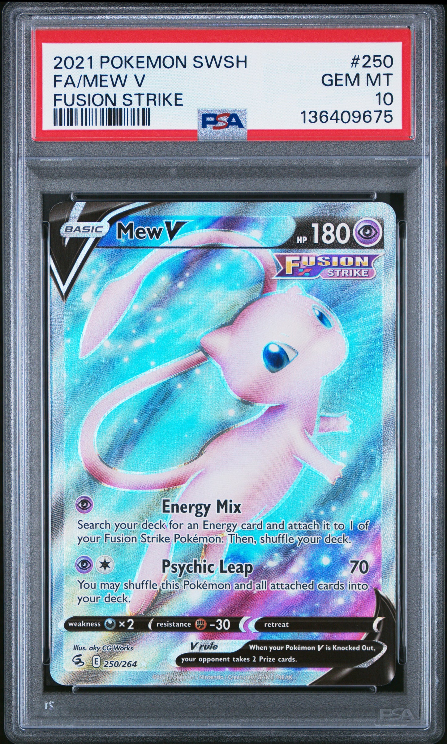 Mew V 250/264 Fusion Strike Pokemon PSA 10