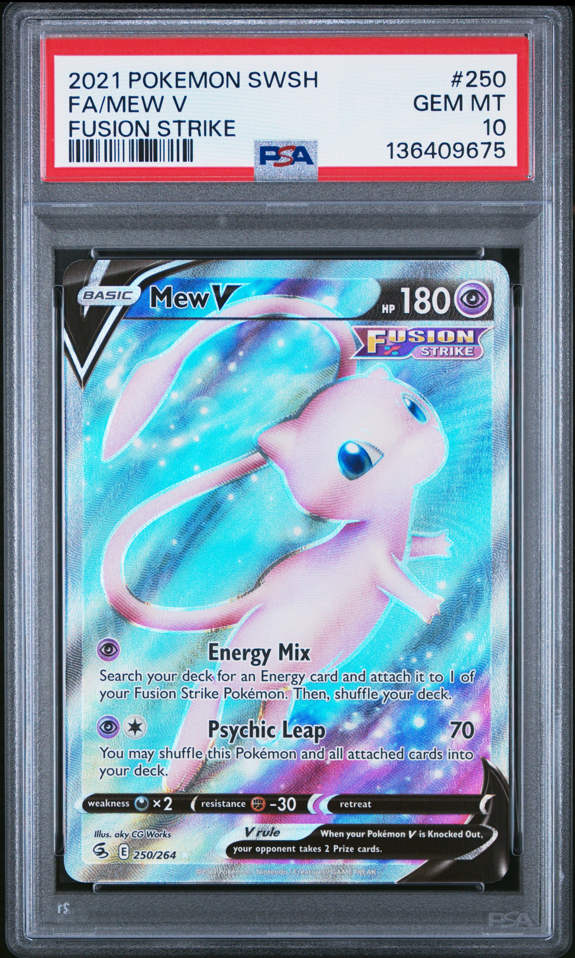 Mew V 250/264 Fusion Strike Pokemon PSA 10